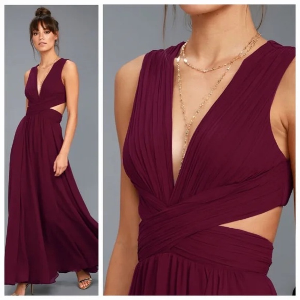 Lulu's Elegant Maxi Dress in Magenta